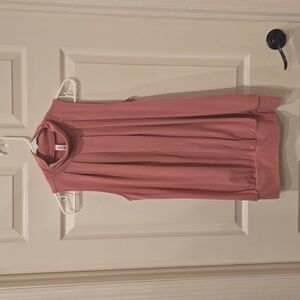 Zenana top mock turtle neck sleeveless- pink M